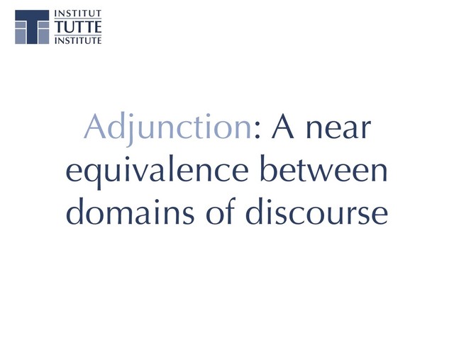 Adjunction: A near
equivalence between
domains of discourse

