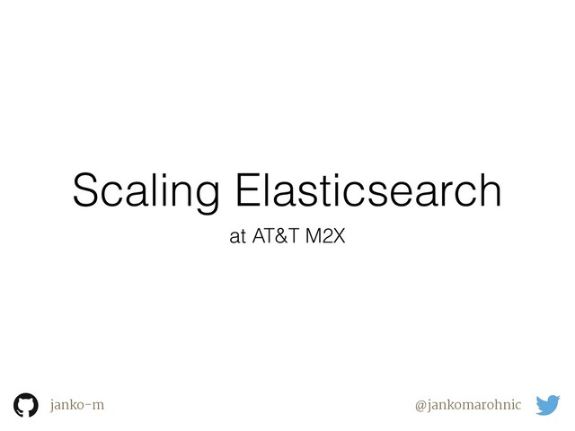 Scaling Elasticsearch
janko-m @jankomarohnic
at AT&T M2X
