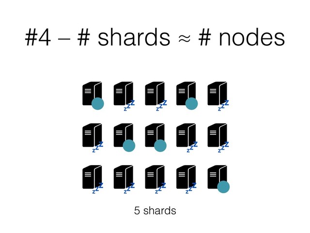 #4 – # shards ≈ # nodes
5 shards
  
  




