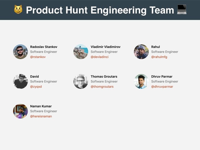  
! Product Hunt Engineering Team "
 
