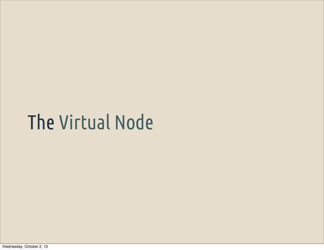 The Virtual Node
Wednesday, October 2, 13
