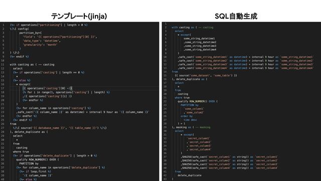 テンプレート(jinja) SQL自動生成
