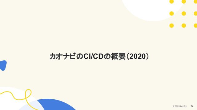 カオナビのCI/CDの概要（2020）
© kaonavi, inc. 10
