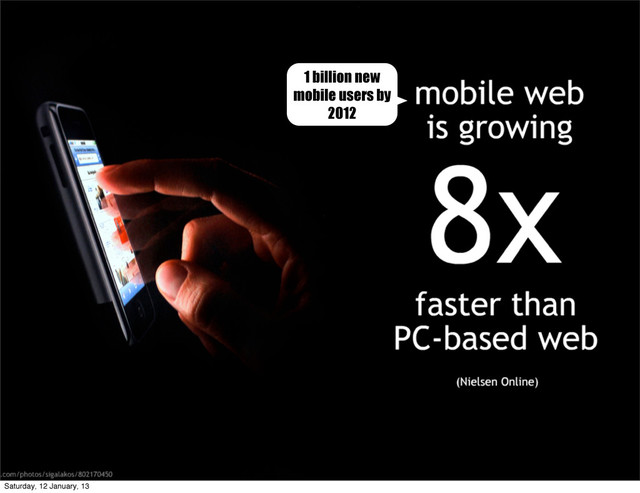 1 billion new
mobile users by
2012
Saturday, 12 January, 13
