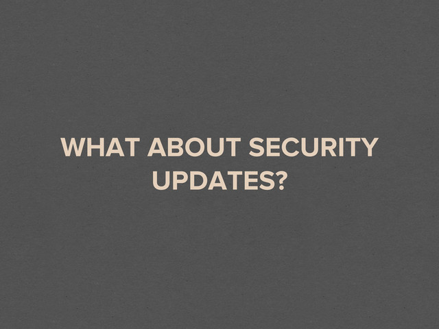 WHAT ABOUT SECURITY
UPDATES?
