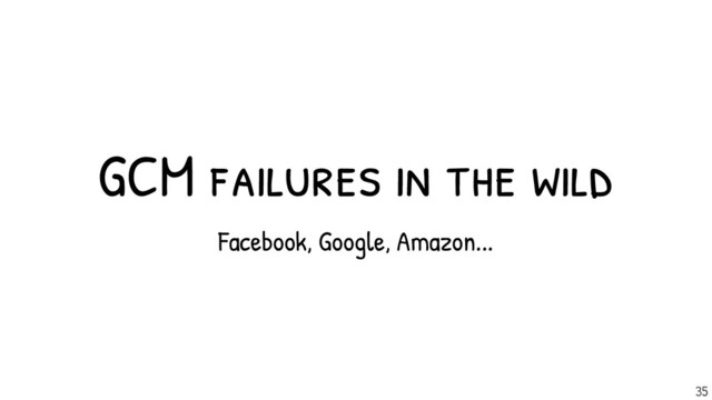 GCM failures in the wild
35
Facebook, Google, Amazon...
