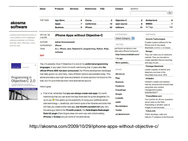 http://akosma.com/2009/10/29/iphone-apps-without-objective-c/
