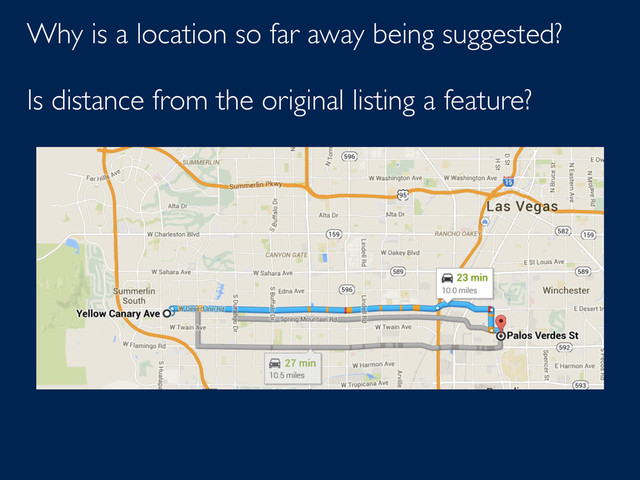 Why is a location so far away being suggested?
Is distance from the original listing a feature?
