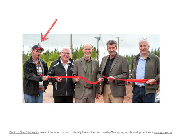 Photo of Ron Estabrooks taken at the open house to ofﬁcially launch the Hermanville/Clearspring wind development from www.gov.pe.ca.
