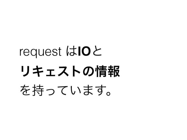 request ͸IOͱ
ϦΩΣετͷ৘ใ!
Λ͍࣋ͬͯ·͢ɻ
