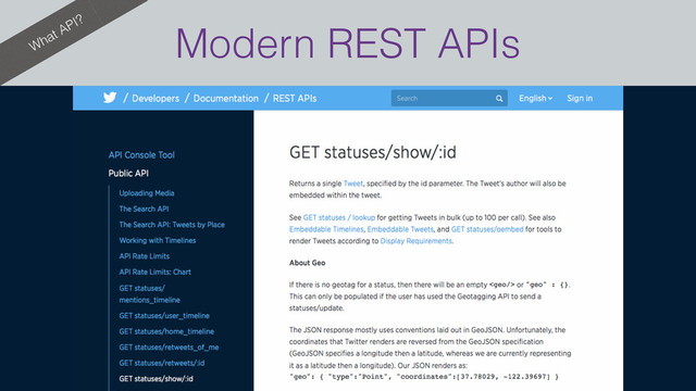 Modern REST APIs
What API?

