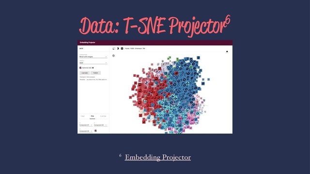 Data: T-SNE Projector6
6 Embedding Projector
