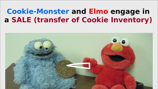 Cookie-Monster and Elmo engage in
a SALE (transfer of Cookie Inventory)
