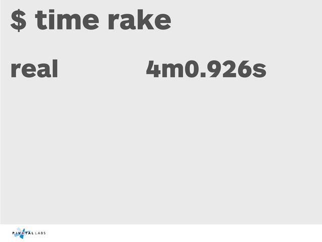 $ time rake
real 4m0.926s
