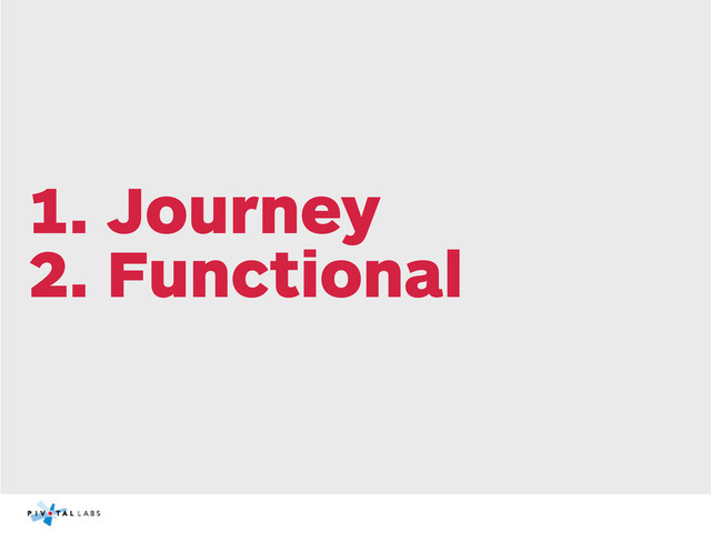 1. Journey
2. Functional

