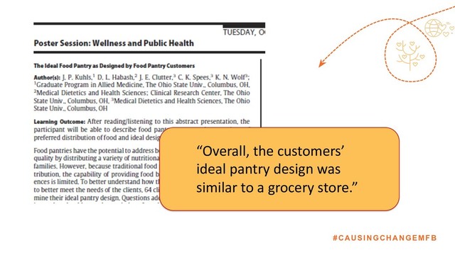 #CAUSINGCHANGEMFB
“Overall, the customers’
ideal pantry design was
similar to a grocery store.”
