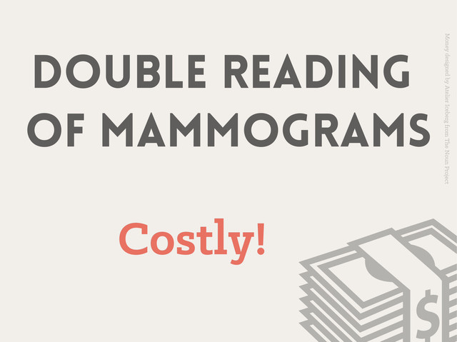 Double reading
Double reading
of mammograms
of mammograms
Costly!
Costly!
Money designed by Atelier Iceberg from The Noun Project
