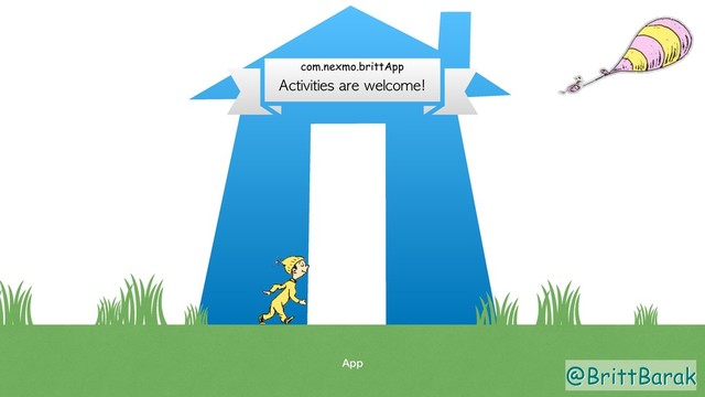 @BrittBarak
App
Activities are welcome!
com.nexmo.brittApp
@BrittBarak
