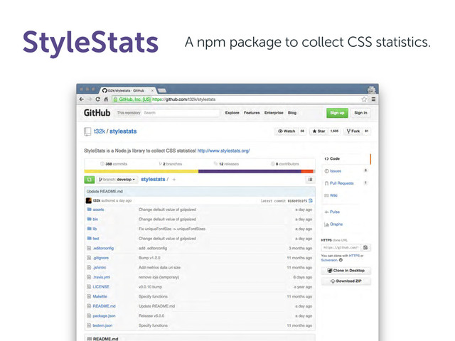 StyleStats A npm package to collect CSS statistics.
