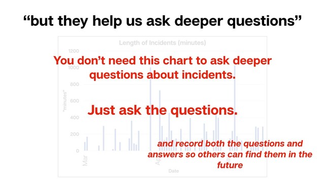“but they help us ask deeper questions”
You don’t need this chart to ask deeper
questions about incidents.
Just ask the questions.
and record both the questions and
answers so others can ﬁnd them in the
future
