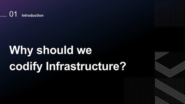 Why should we
codify Infrastructure?
01 Introduction
