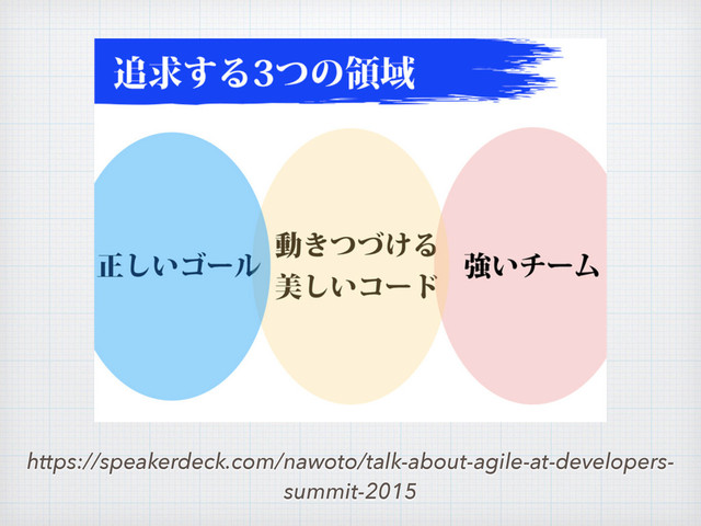 https://speakerdeck.com/nawoto/talk-about-agile-at-developers-
summit-2015
