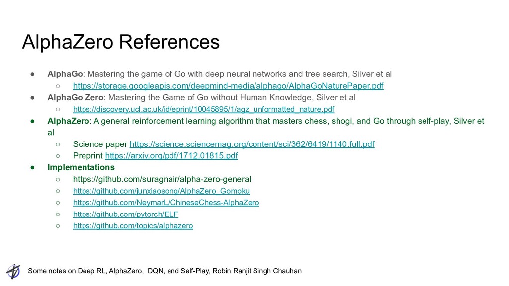 Notes on Deep RL, Self-Play, AlphaZero and DQN - Speaker Deck