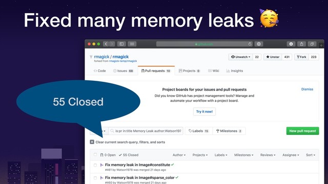Fixed many memory leaks 
55 Closed
