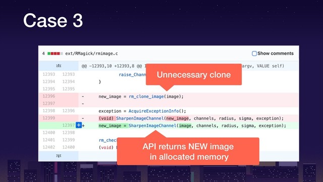 Case 3
Unnecessary clone
API returns NEW image
in allocated memory
