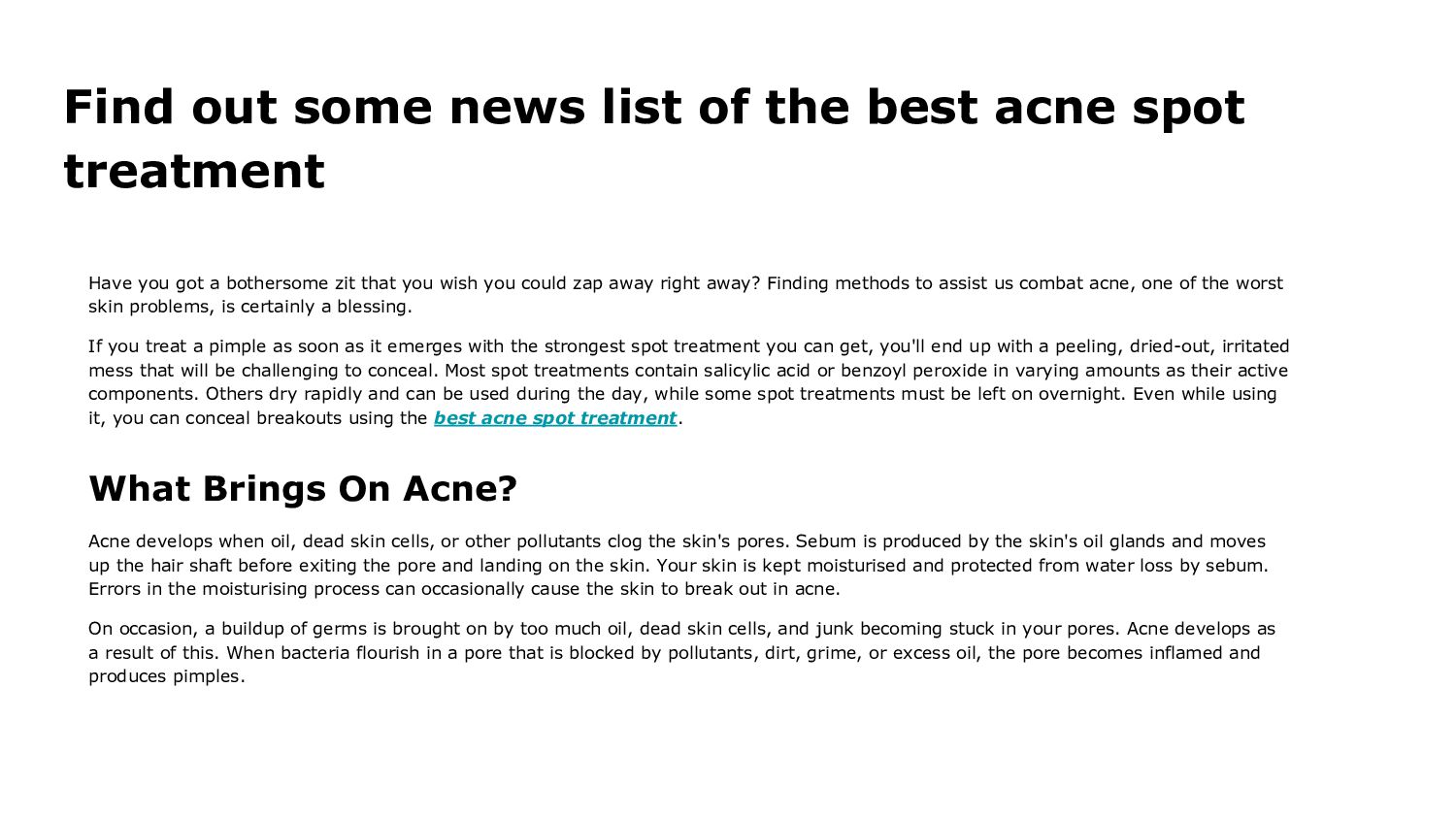 Find out some news list of the best acne spot treatment Speaker Deck