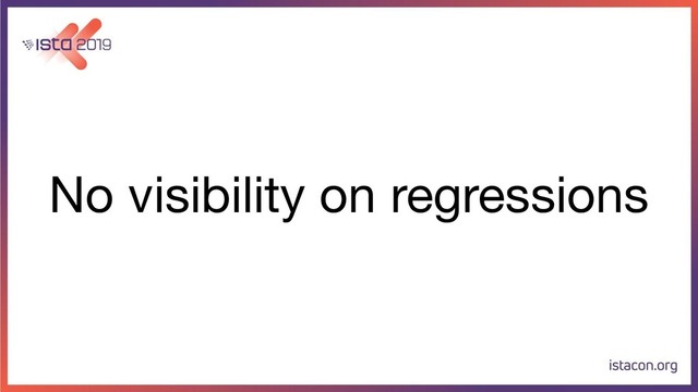 No visibility on regressions
