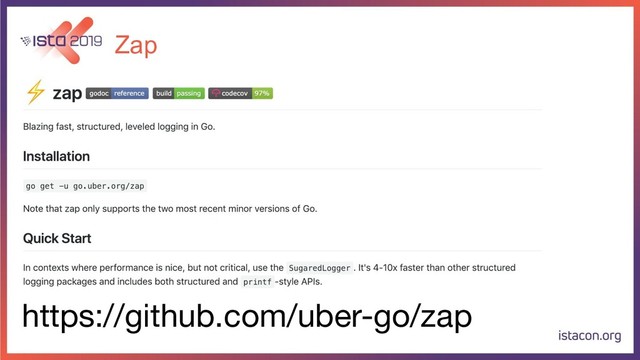 Zap
https://github.com/uber-go/zap
