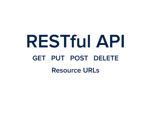 RESTful API
GET PUT POST DELETE
Resource URLs
