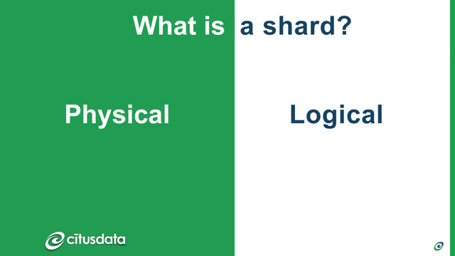 Logical
Physical
What is a shard?
