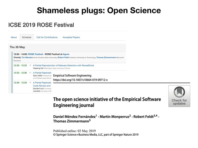 Shameless plugs: Open Science
