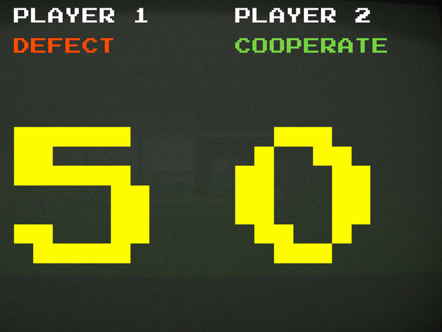 PLAYER 1 PLAYER 2
Defect cooperate
5 0
