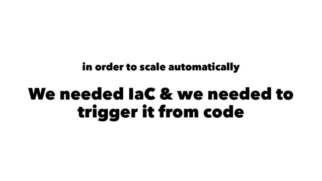 in order to scale automatically
We needed IaC & we needed to
trigger it from code
