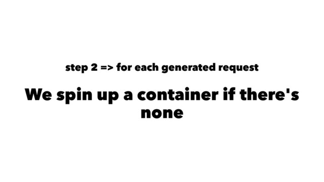 step 2 => for each generated request
We spin up a container if there's
none
