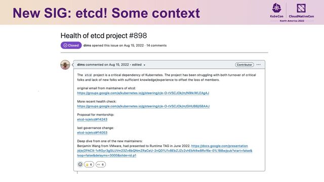 New SIG: etcd! Some context
