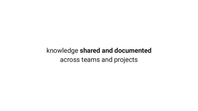 knowledge shared and documented
across teams and projects
