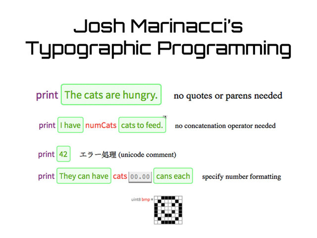Josh Marinacci’s
Typographic Programming
