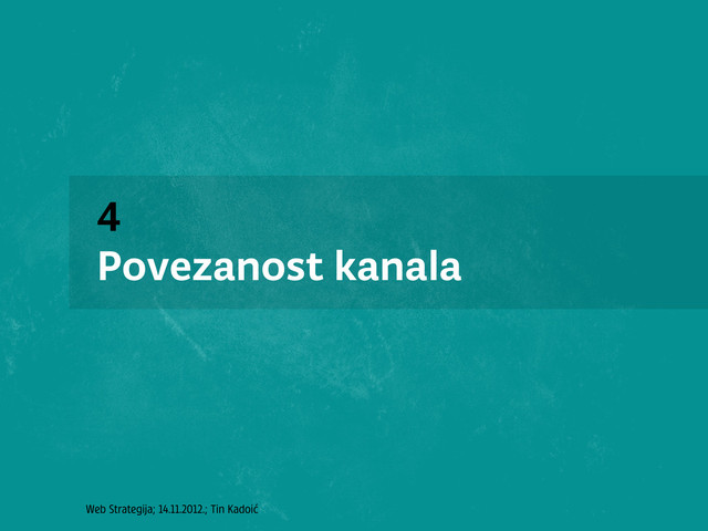 Web Strategija; 14.11.2012.; Tin Kadoić
4
Povezanost kanala
