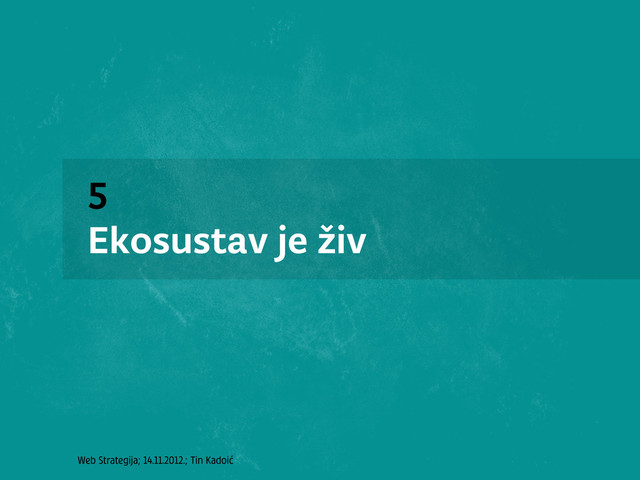 Web Strategija; 14.11.2012.; Tin Kadoić
5
Ekosustav je živ
