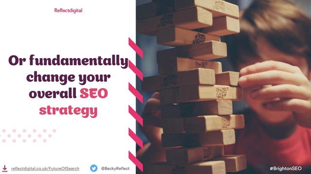 Or fundamentally
change your
overall SEO
strategy
#BrightonSEO
@BeckyReflect
reflectdigital.co.uk/FutureOfSearch
