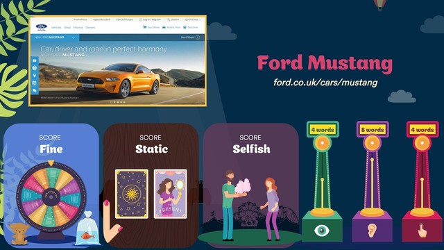 4 words 8 words 4 words
SCORE
Fine
SCORE
Selfish
SCORE
Static
Ford Mustang
ford.co.uk/cars/mustang
