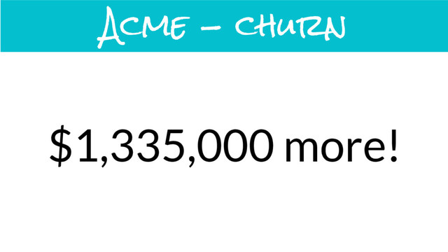 Acme - churn
$1,335,000 more!
