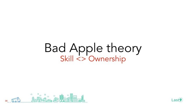 Bad Apple theory
Skill <> Ownership
38
