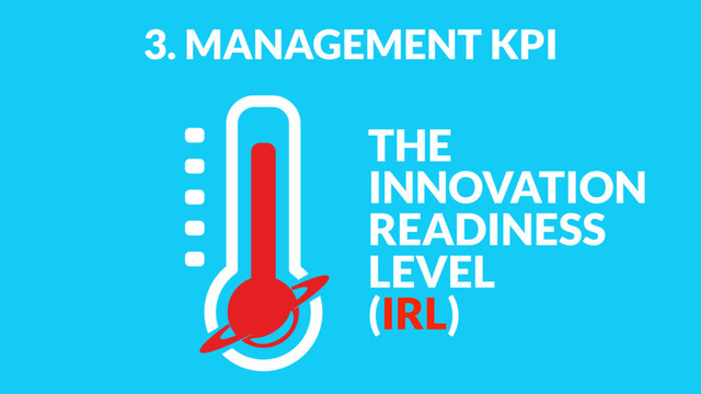 3. MANAGEMENT KPI
THE
INNOVATION
READINESS
LEVEL
(IRL)
