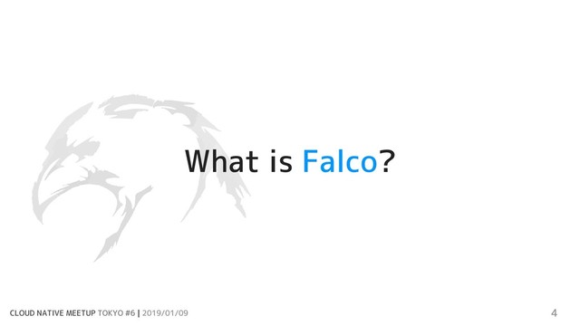 CLOUD NATIVE MEETUP TOKYO #6 | 2019/01/09 4
What is Falco?
