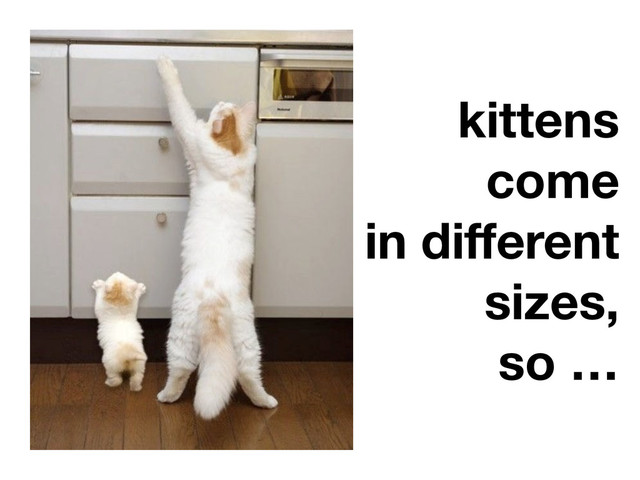 kittens
come
in diﬀerent
sizes,
so …
